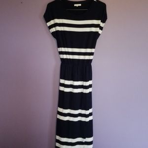 Short sleeved striped maxi dress